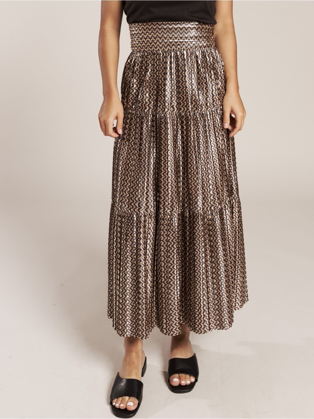 ba&sh Poly metallic pleated midi skirt (D2)